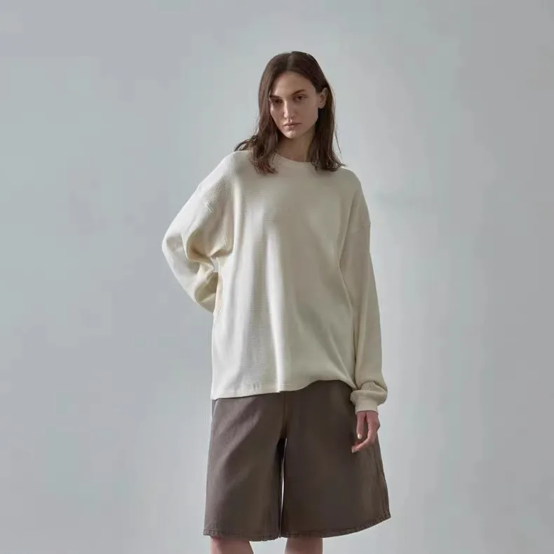 Letnia luźna długa koszulka damska z wzorem na szyi chroniąca przed słońcem, odprowadzająca wilgoć, okrągły dekolt...