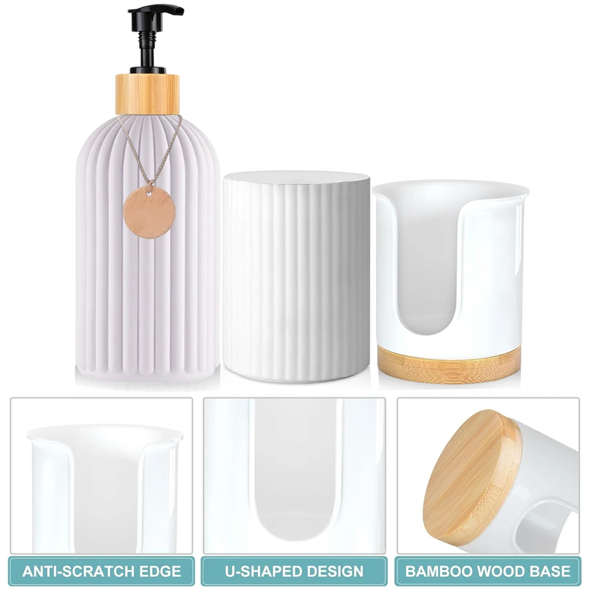 3PCS Bathroom Set Mouthwash Dispenser Wash Cup and Disposable Cup Holder Set for Bathroom Toiletry Set