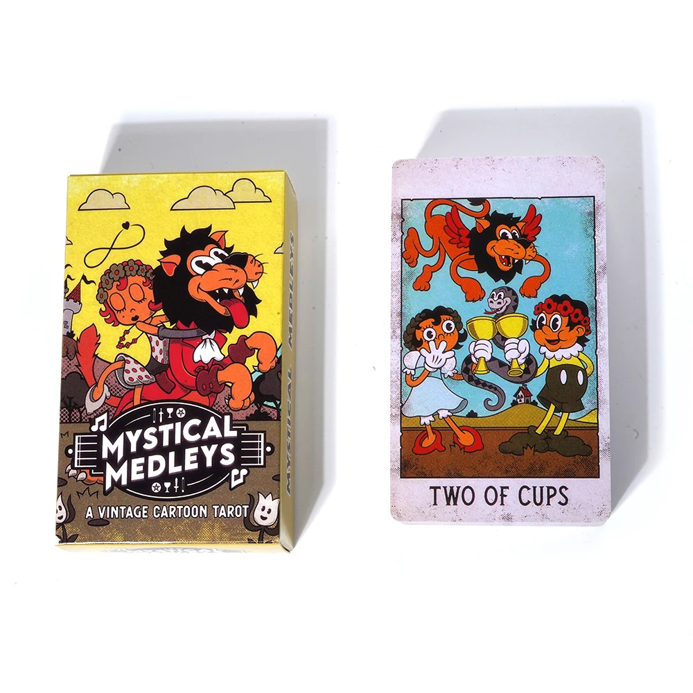 Mistyczne Medleys Tarot A Vintage Cartoon Tarot 78 talii karty Witchy początkujący Tarot nauka Tarot karty dla początkujących