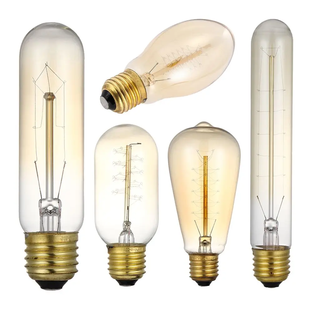 40w bola brilhante luz decoração antigo filamento incandescente edison lâmpada vintage retro lâmpada de vidro