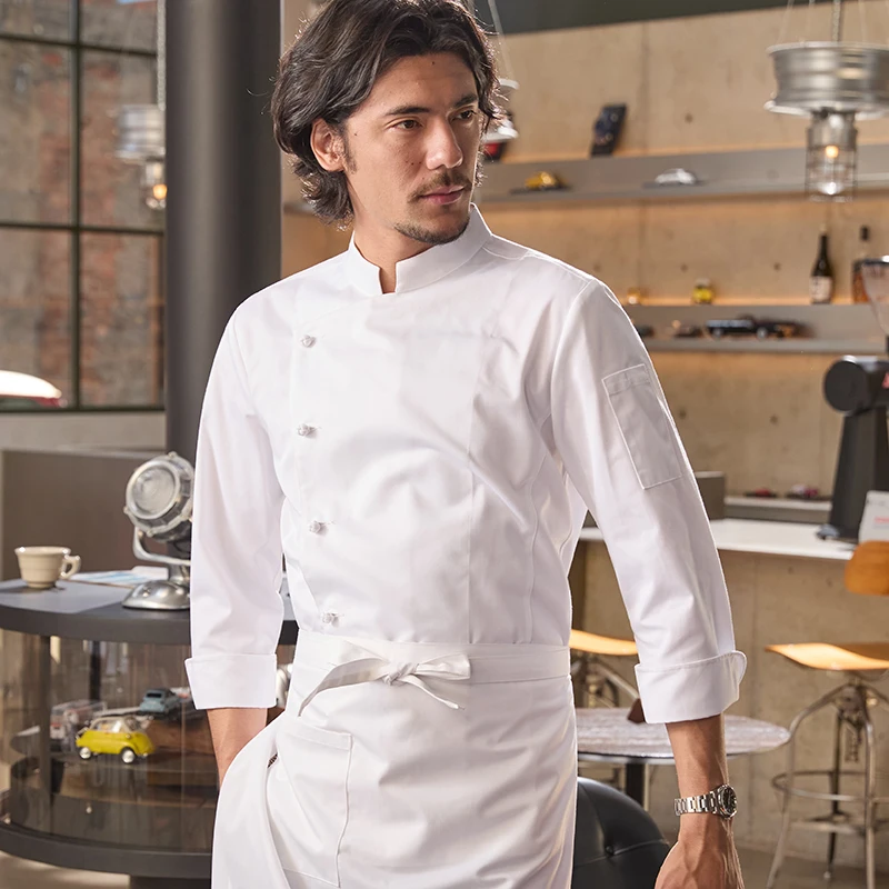 Meisterkochjacke für Hotelrestaurants, kulinarische Uniform, langärmeliger Kochmantel für Bäckereisexperten