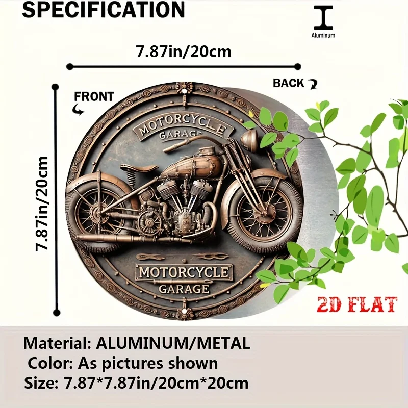 Vintage Industrial Steampunk Classic Motorcycle 2D Flat High Definition Metal Wall Art Sign Rustic Embossed Iron Painting Retro