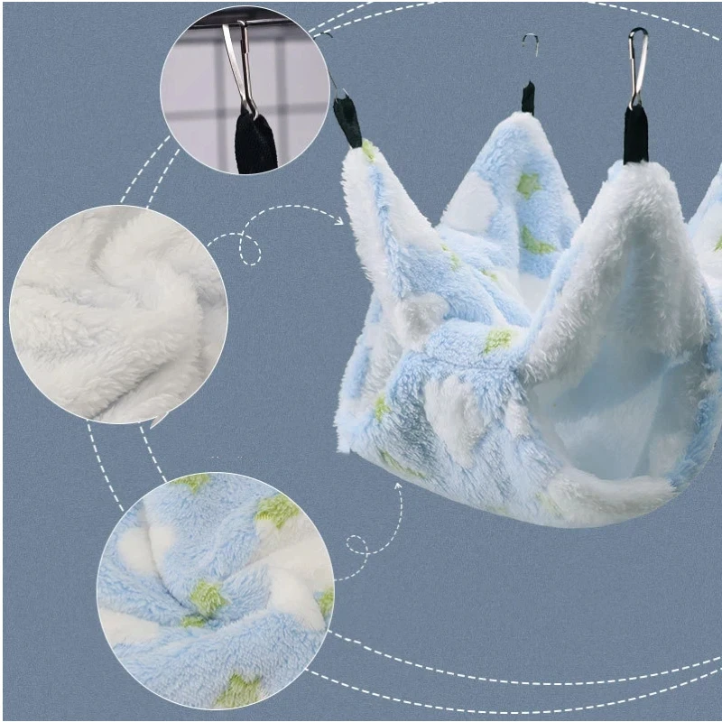 1Pc Guinea Pig and Sugar Glider Warm Double-Layer Hammock, Small Pet Hammock, Hanging Squirrel Sleeping Bag, Pet Supplies, Hamster Hammock