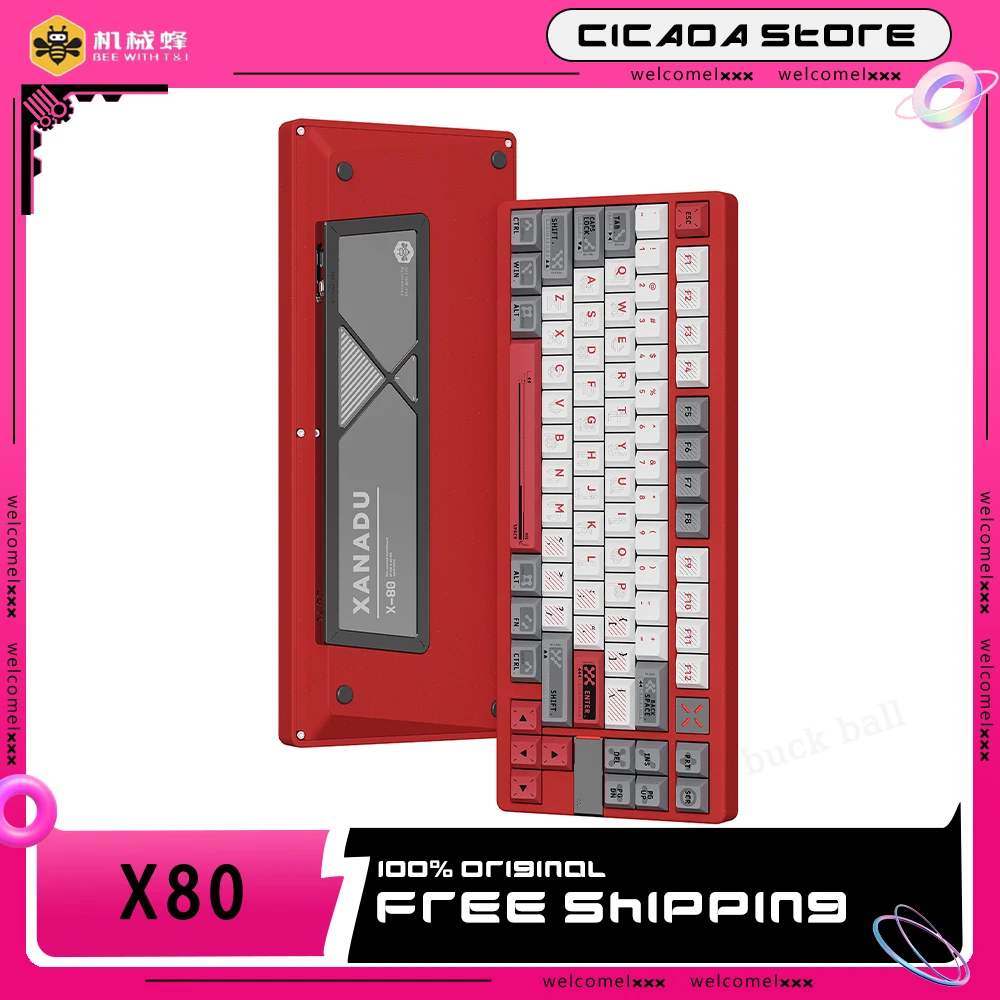 Mecha Bee X80 Gaming Keyboards Aluminum 3 Mode Bluetooth 2.4g Wireless Keyboard Hot Swap Custom Rgb Gasket Mechanical Keyboards