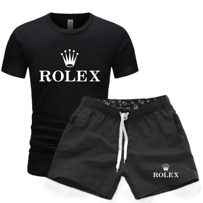 Summer fashion printed men\'s shorts set Men\'s Quick drying sports set Short sleeve T-shirt set men\'s jogging set