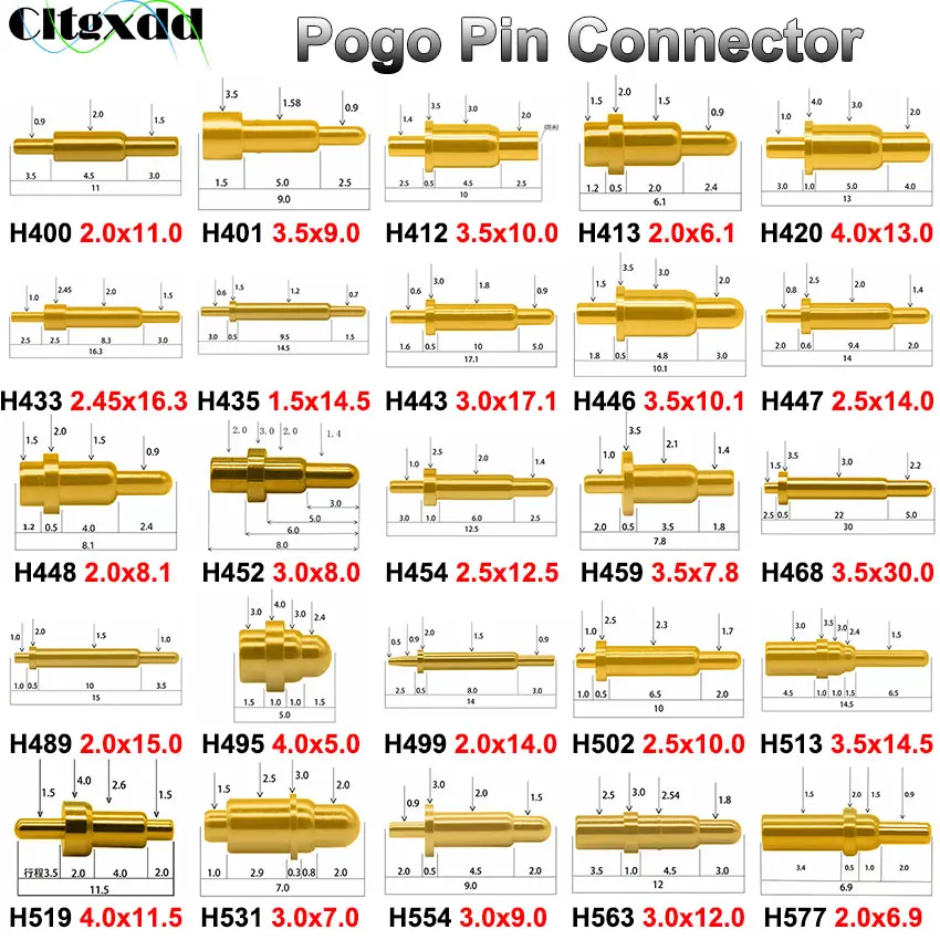

5 шт. 5 7 8 9 10 11 12 12,5 13 14 14,5 15 30 мм Pogopin Разъем PCB Контактная батарея Пружинный верхний контакт SMD DIP Pogo Pin Тестовый зонд