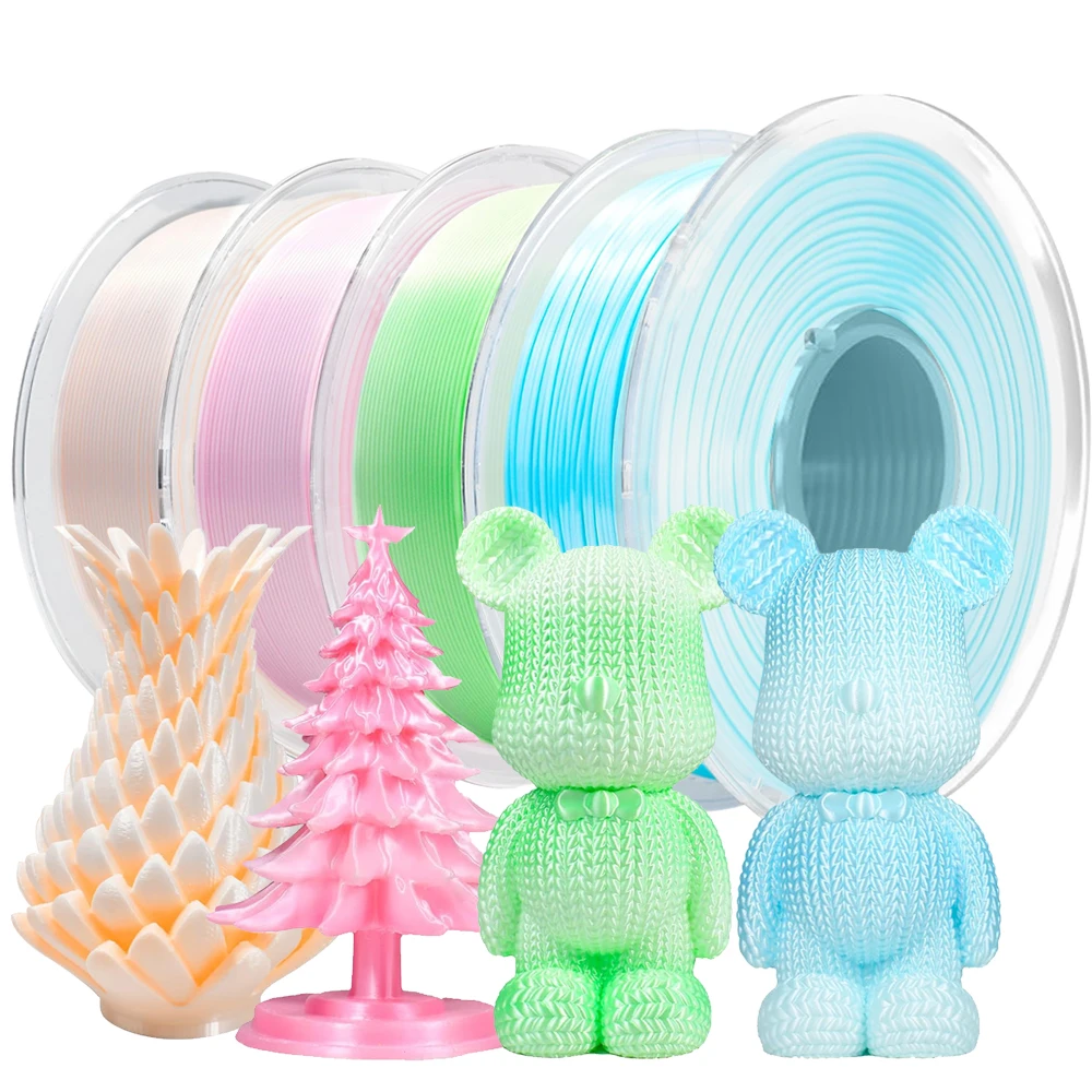 

Color Change Filament Silk PLA 1.75mm 1kg 500g 250g 3D Printer Plastic Material Multicolor Filament Gredient PLA Blue White