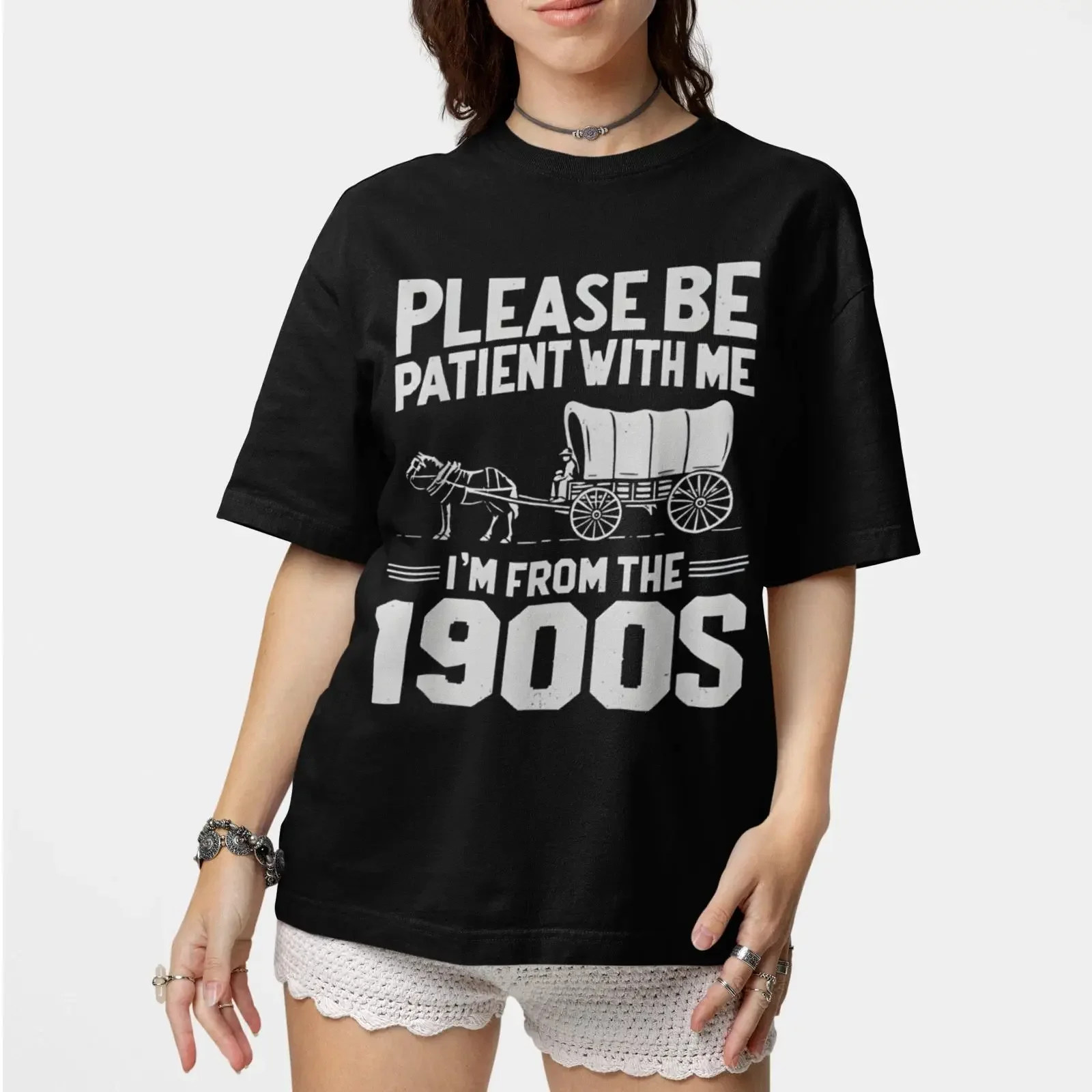 Please Be Patient With Me I'm From '900 funny vintage unisex t shirt vintage Washed graphic streetwear Breathable homme Casual