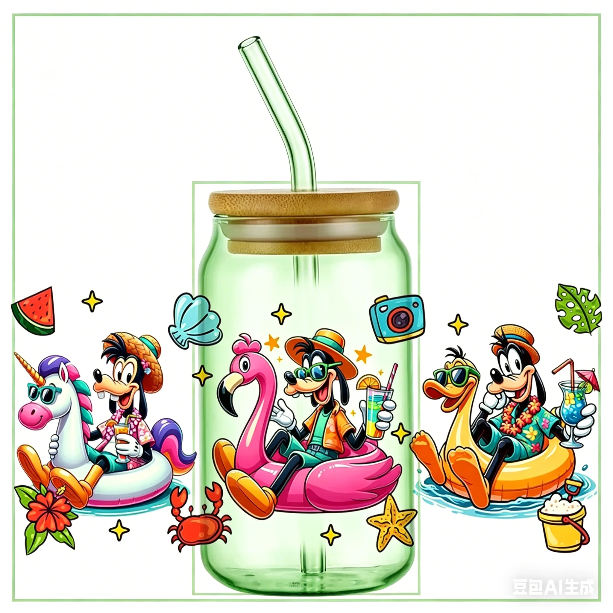 

Mixed cartoon characters 16OZ UV DTF Cup Wrap Sticker Waterproof DIY Durable Transfer For Libbey Glass Summer Party Decor