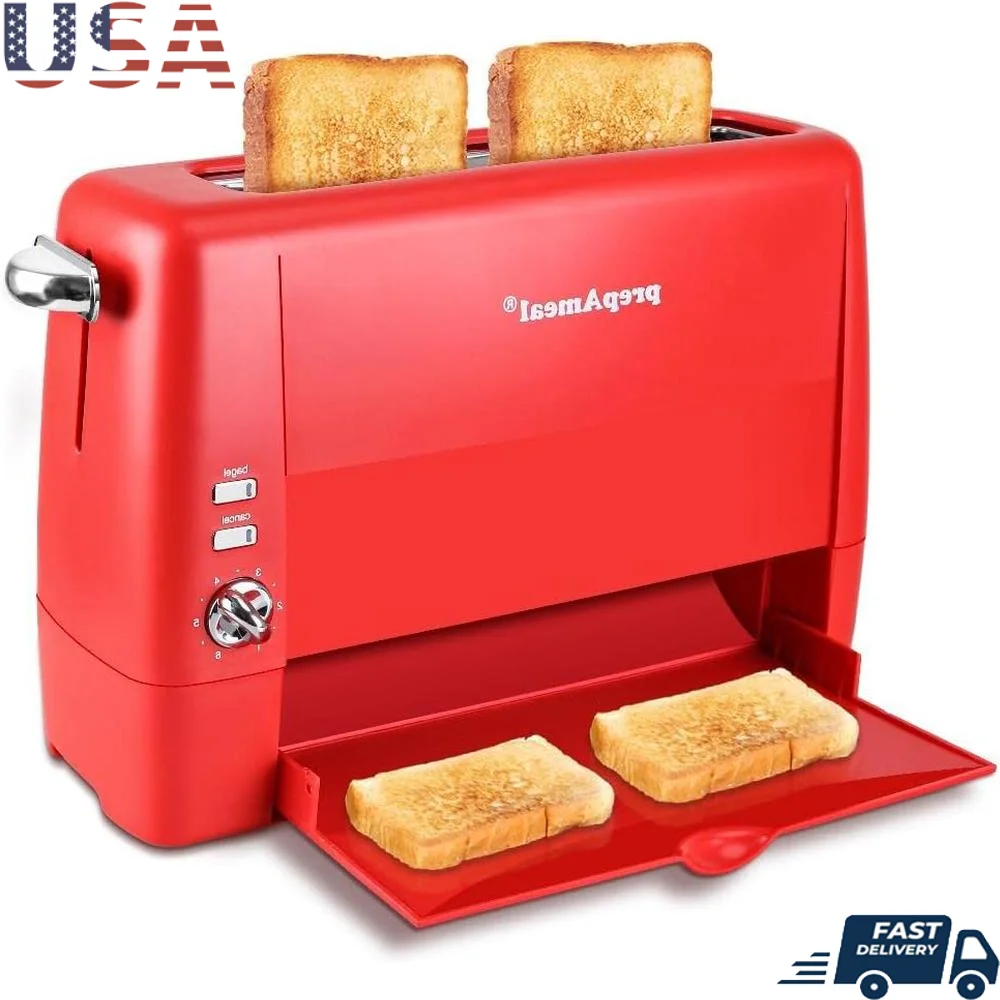 

Long Slot 2 Slice Toaster with 6 Shade Settings Extra Wide Slots Bagels Waffles Bread Removable Crumb Tray Easy Clean Durable