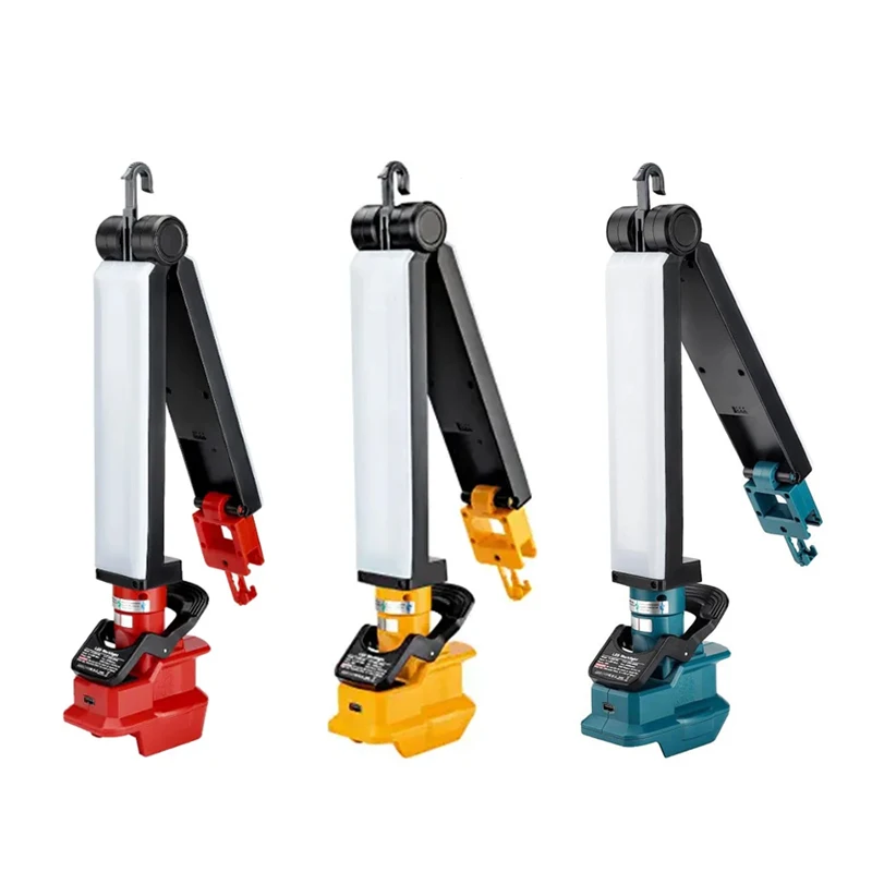 Luz LED de trabajo inalámbrica para Milwaukee/Dewalt/Makita, linterna de 3 modos de iluminación con puerto USB, Batería de 18V-20V, 30W, 2400LM