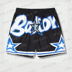 2024 Vintage Summer Boston Star & Letter Sport Drawstring Basketball Shorts Casual Vacation Beach Daily Life Kids/Adullt Trunks