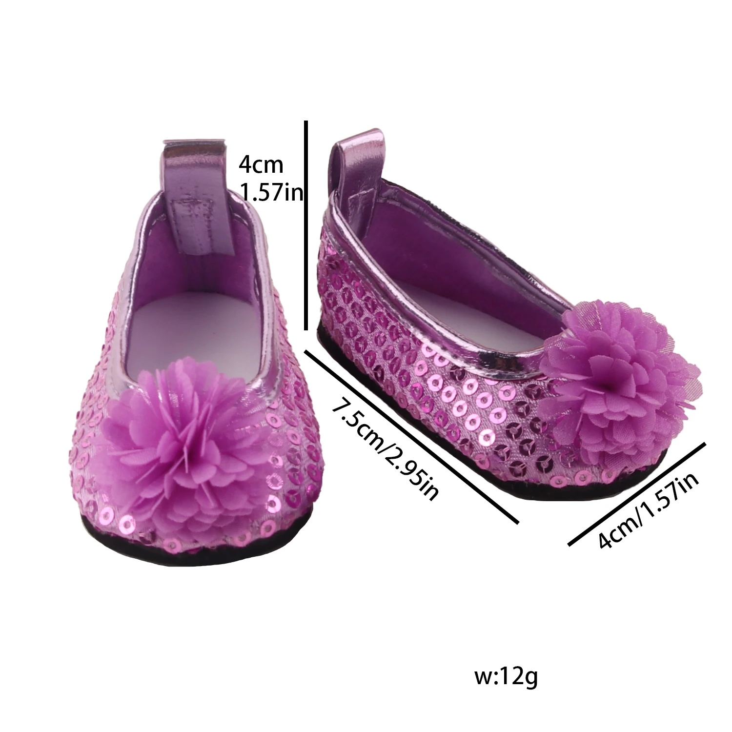 New Design Fashion 7cm Flower Doll Shoes For American 18 Inch Girl Dolls Sequin Shoes For 43cm Baby Newborn/1/3 BJD,Og Dolls Toy