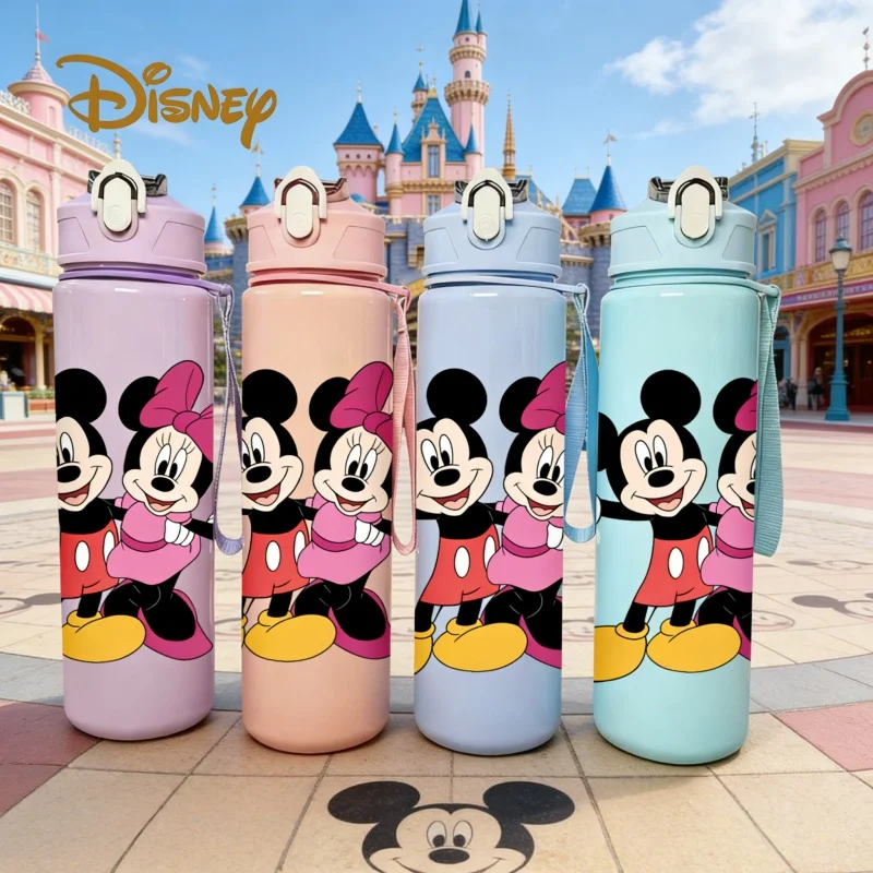 

3D Printed Disney Mickey & Minnie Mouse Water Bottle - Cute Stereoscopic Pattern, Fade-Resistant, Scratch-Proof, Leakproof Large
