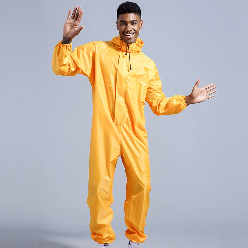 Conjoined Raincoat Coverall Hat Oil-Resistant Work Safety Clothing For Sparying Painting Factory Clothes Fission Rain Suit