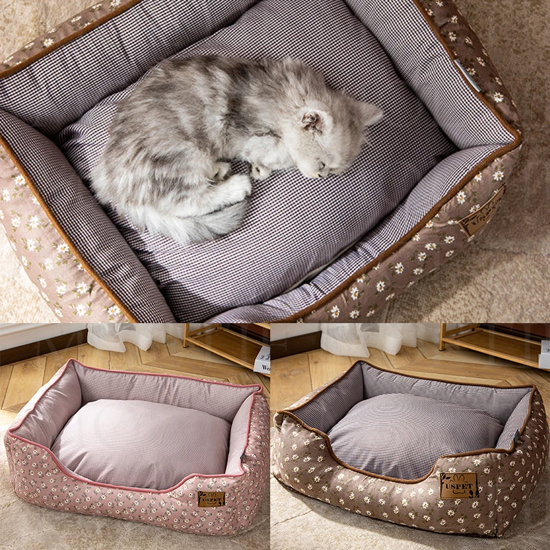 

Summer New Dog Nest Small and Medium Dog Nest Small Fragmented Flowers Fresh and Removable Washable Nest Suitable All Seasons