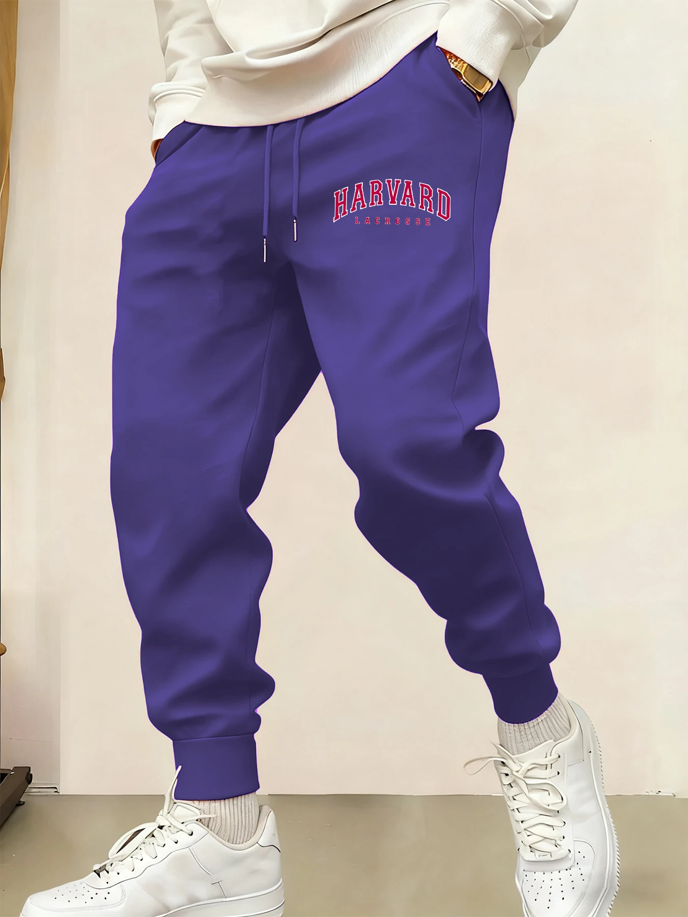 

Harvard Lacrosse Printing Man Casual Basics Sportpants Warm Sport Britches Comfy Street Long Pant Pocket Fleece Sweatpants