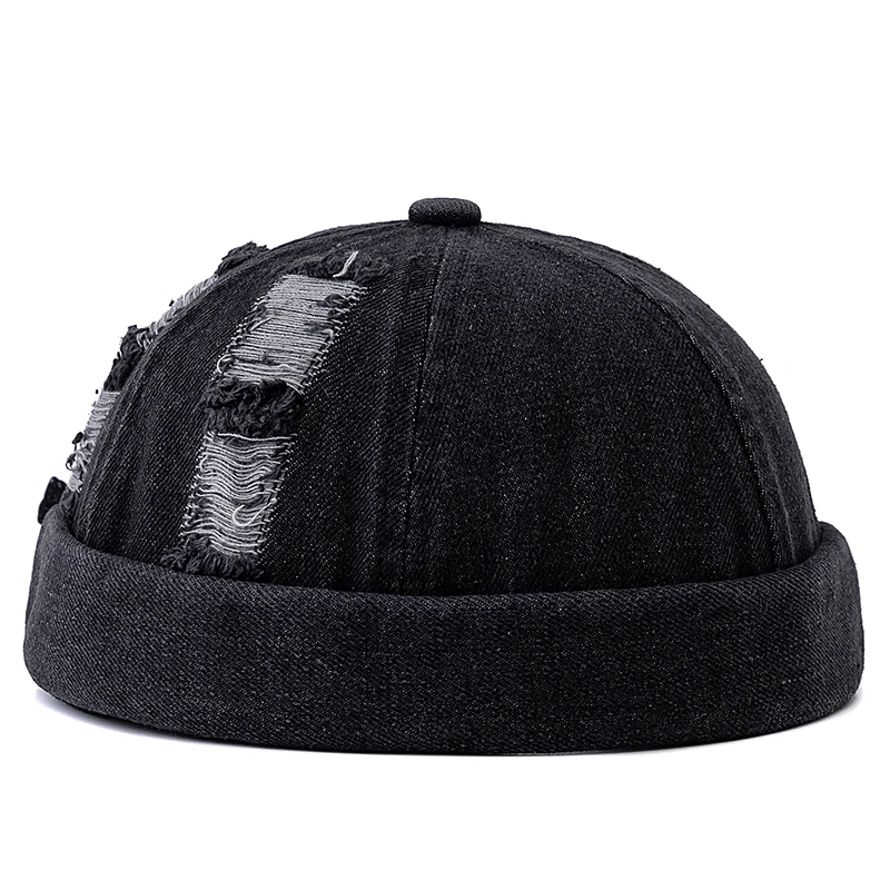 Hot Sale Broken Hole Landlord Hats Men's Street Hip-hop Hats Melon Dome Denim Cap Women's Sailor Hat Caps