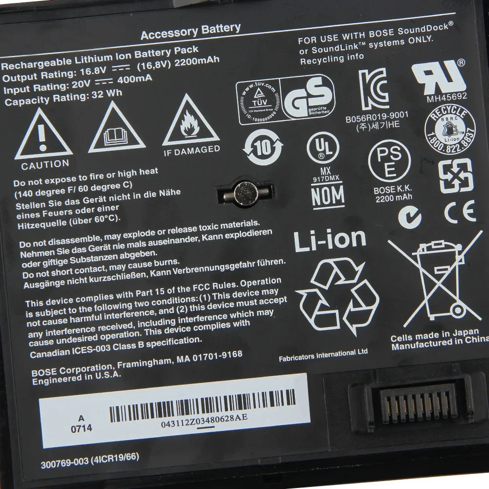 Replacement Battery 300769-001 300770-001 300768-003 For BOSE SoundDock SoundLink Air 300769-004 Spare Battery Quality Batteries