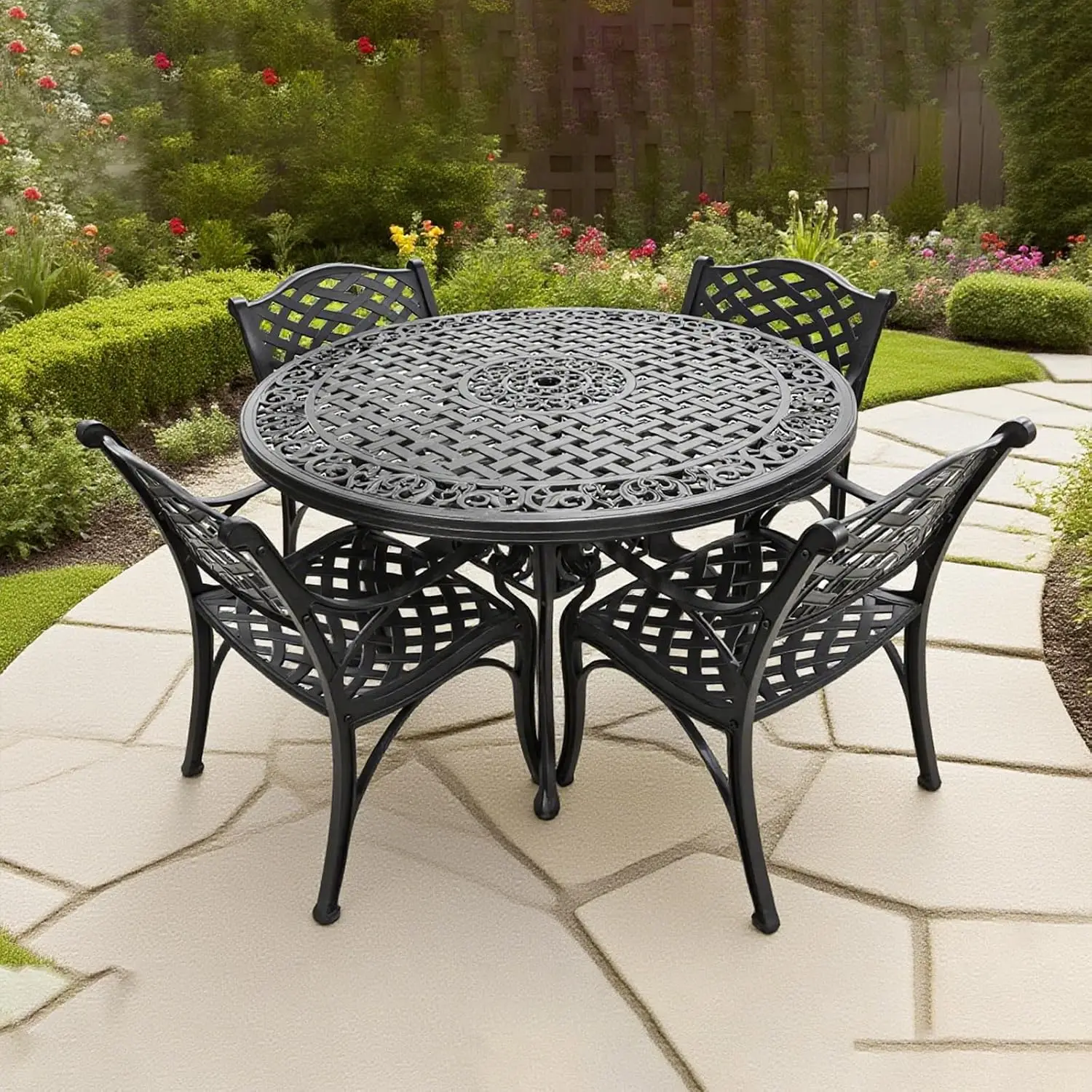 Cast Aluminium Patio Dining Set 4-6 Person, Round 48