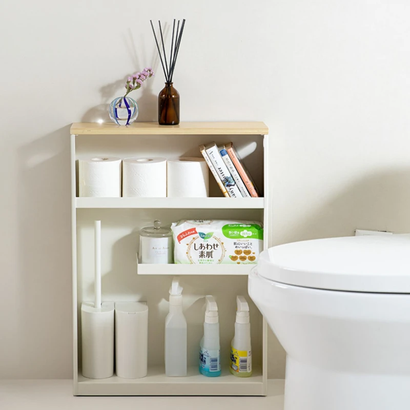 Iron Bathroom Gap Storage Shelf  Floor Standing Narrow Rack  Slim Toilet Cabinet  Japanese Style Bathroom Organizer Unit view 2