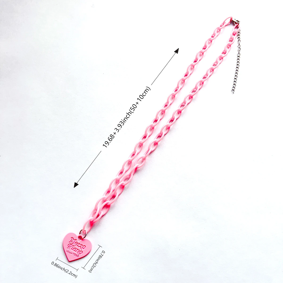 Y2K fluorescent love necklace female Instagram fashion niche design sense hip hop personality hoodie chain network red sweater