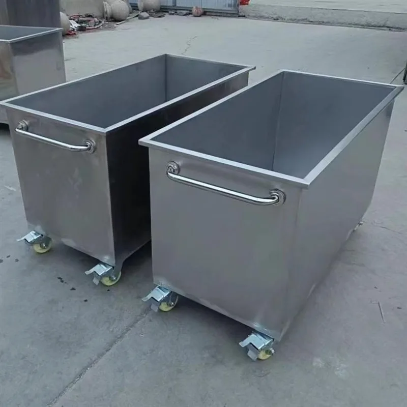 Customizable Stainless Steel Tank Square Storage Tank Industrial Water Tank Mobile Trolley Soaking Pool Brine Boiling Barrel