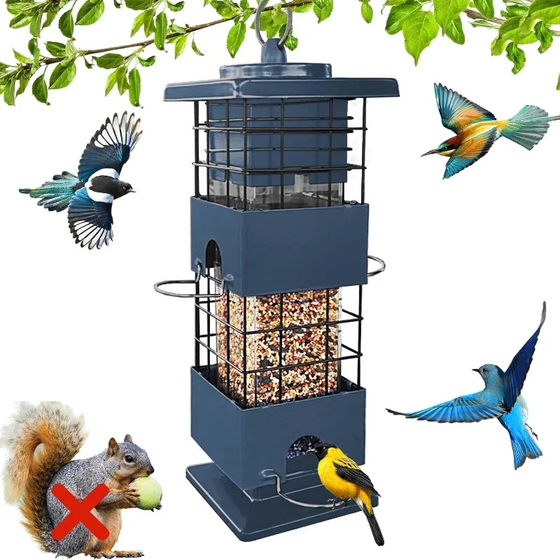 

Bird Feeder for Outside, Squirrel Proof Bird Feeders with Weight Activated Spring, Birdseed Capacity