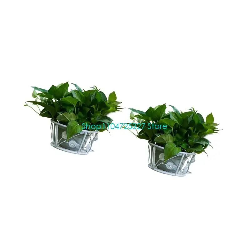 D8KF 2lots Heavy Type Stable Iron Flower Pot Holder Space Saving Garden Decoration Shelf for Plant Decoration