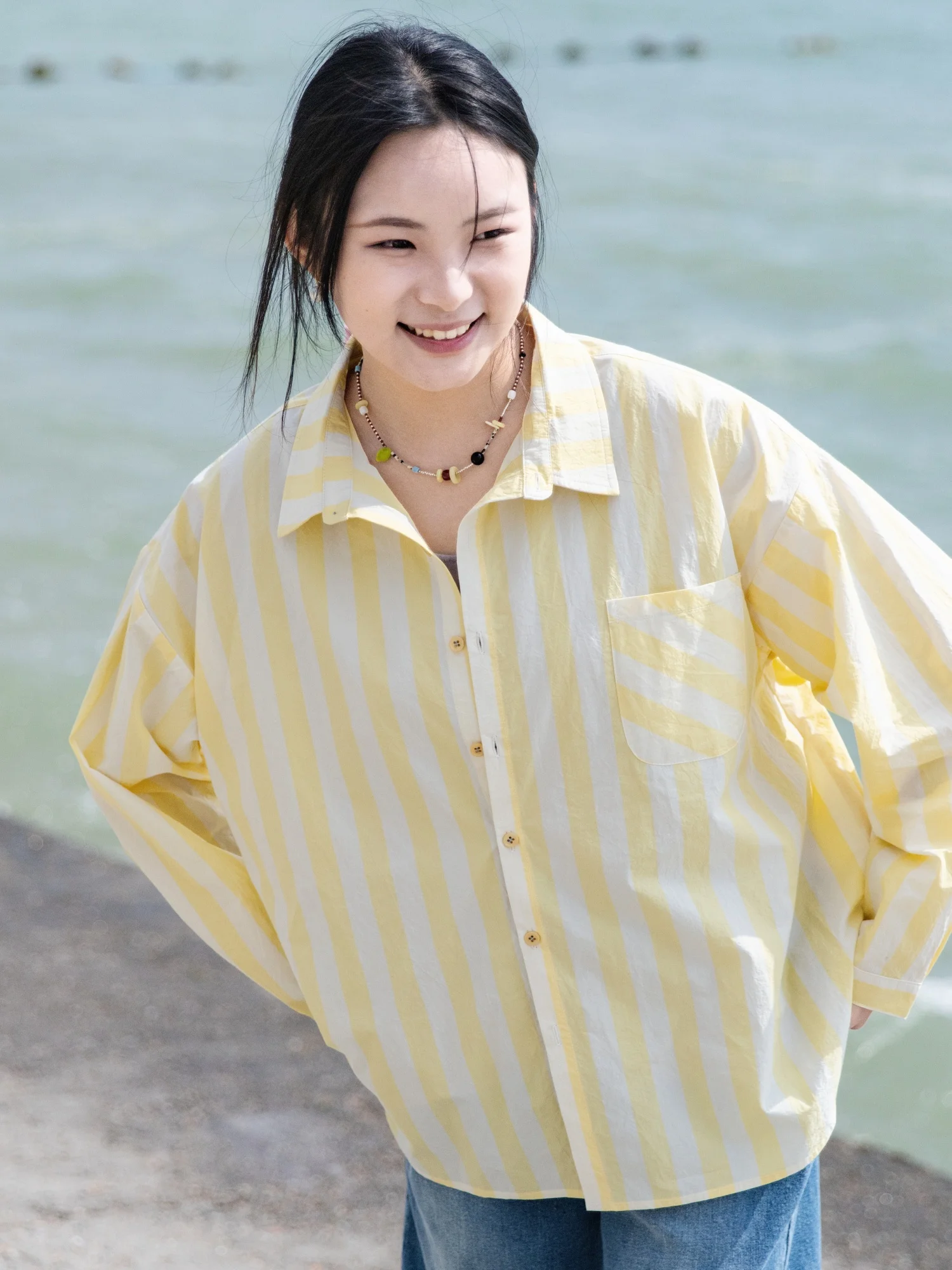 

Рубашка женская повседневная свободного кроя с длинным рукавом из хлопка в полоску, дышащая, удобная, универсальная, от Yuwenshacity