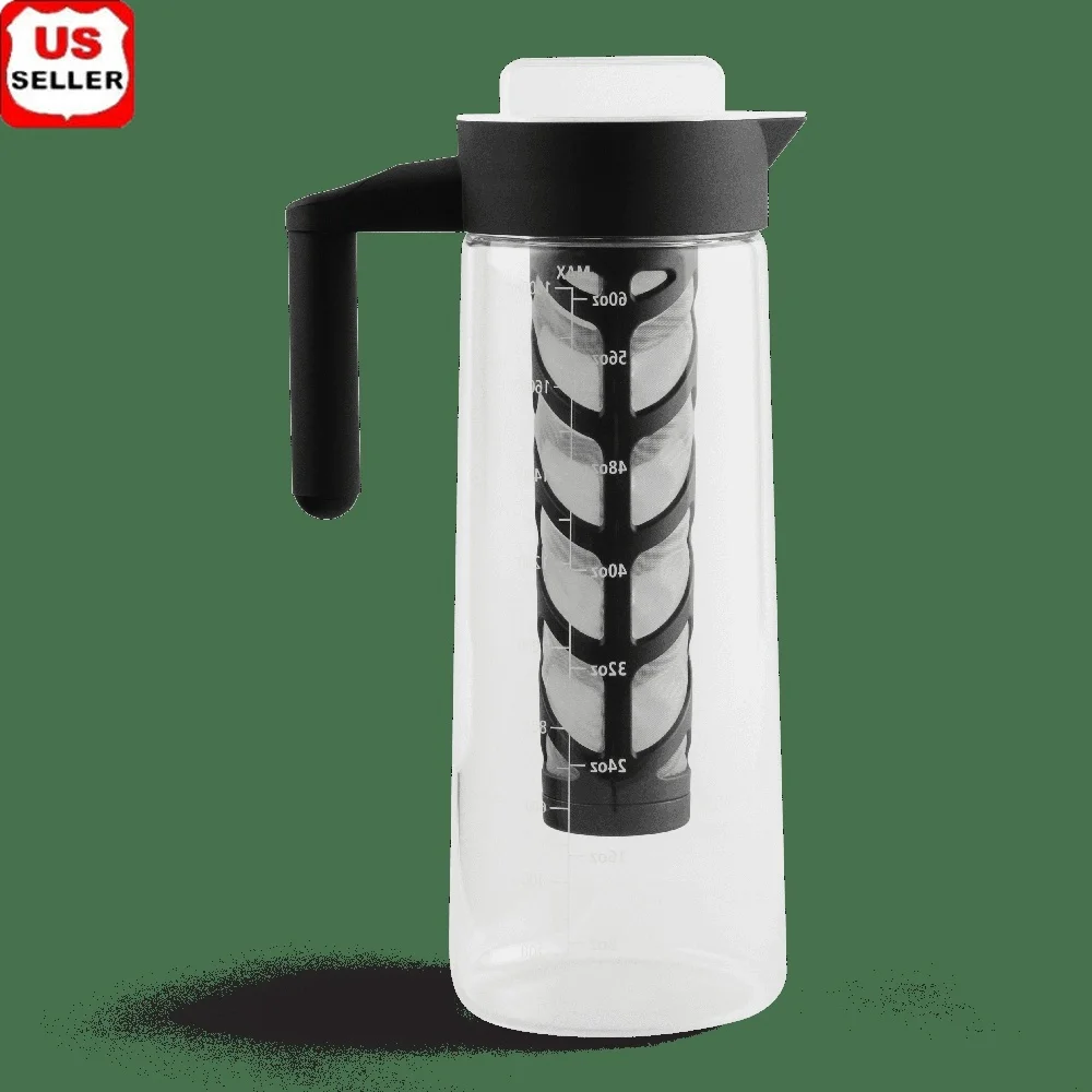 

1.8L Cold Brew Coffee Pitcher Glass with Mesh Filter Durable Handle Silicone Seal Fresh Storage Ideal Fridge