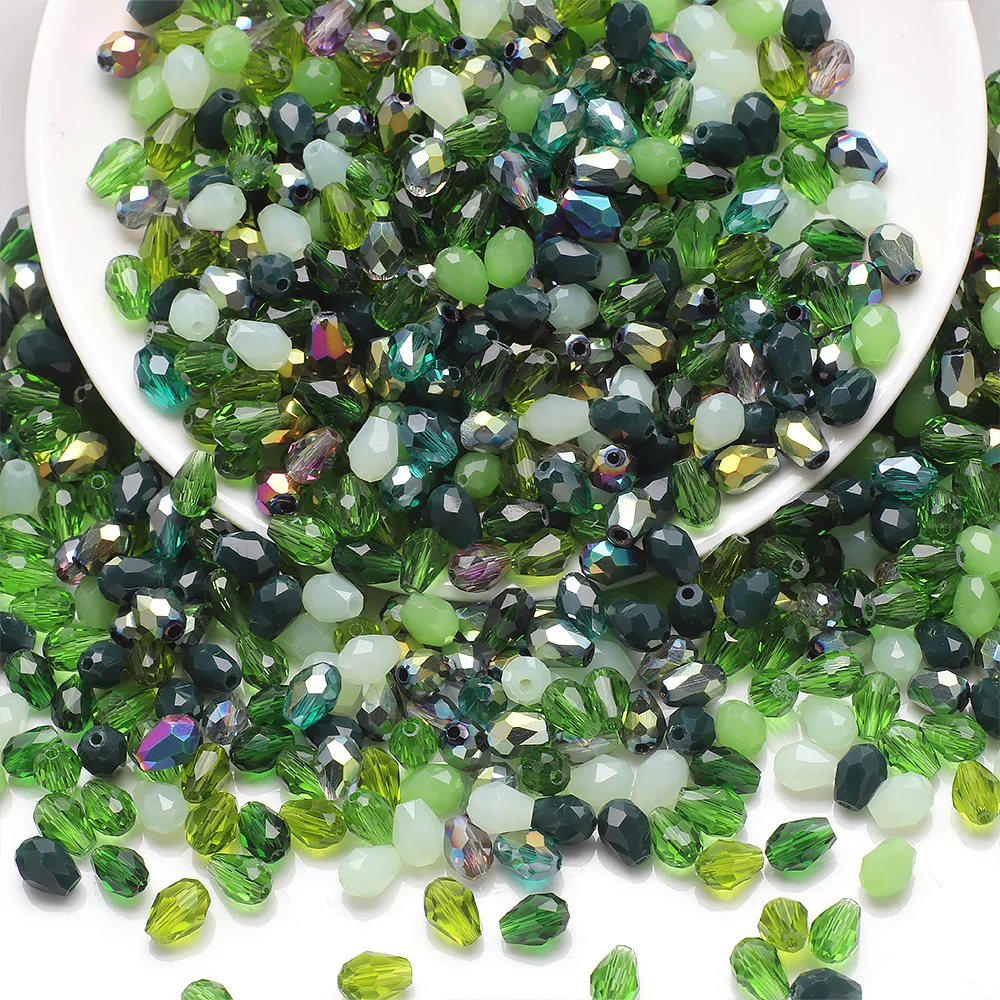 Mixed 6x8mm Waterdrop Faceted Crystal Beads Loose Spacer Lampwork Beads for Jewelry Making Needlework DIY Handmade Accessories