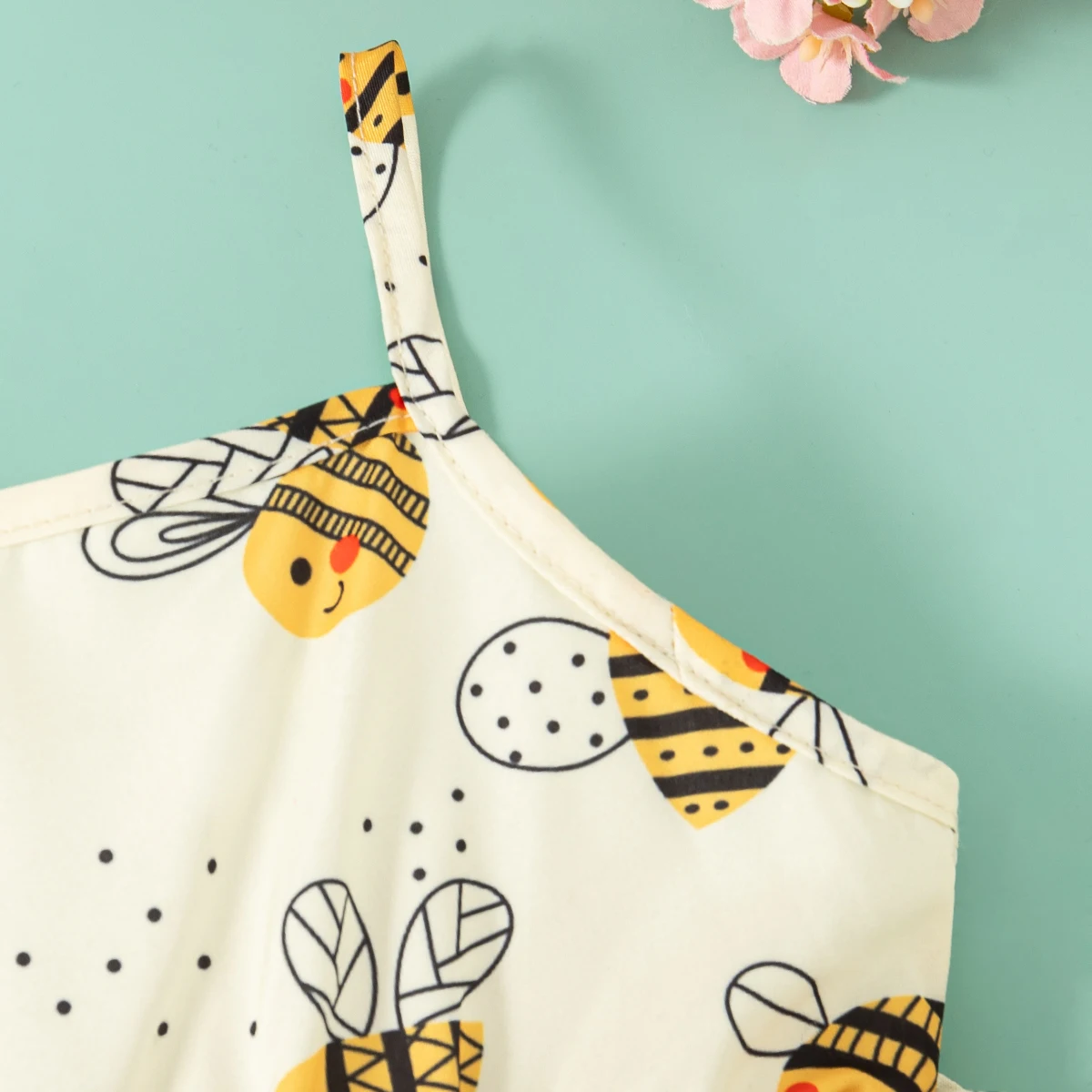 Baby Girl Dresses Summer Bee Printed Halter Girl Dresses Cute Girls Beach Dresses with Hat