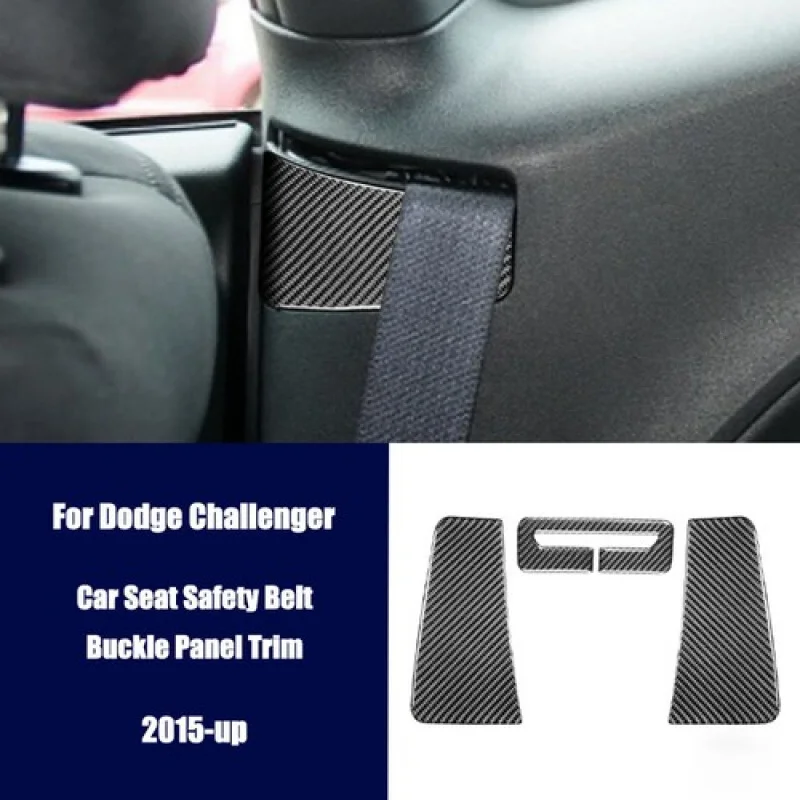 

A+ Black Carbon Car Seat Safety Belt Buckle Panel Trim For Dodge Challenger 2015-up