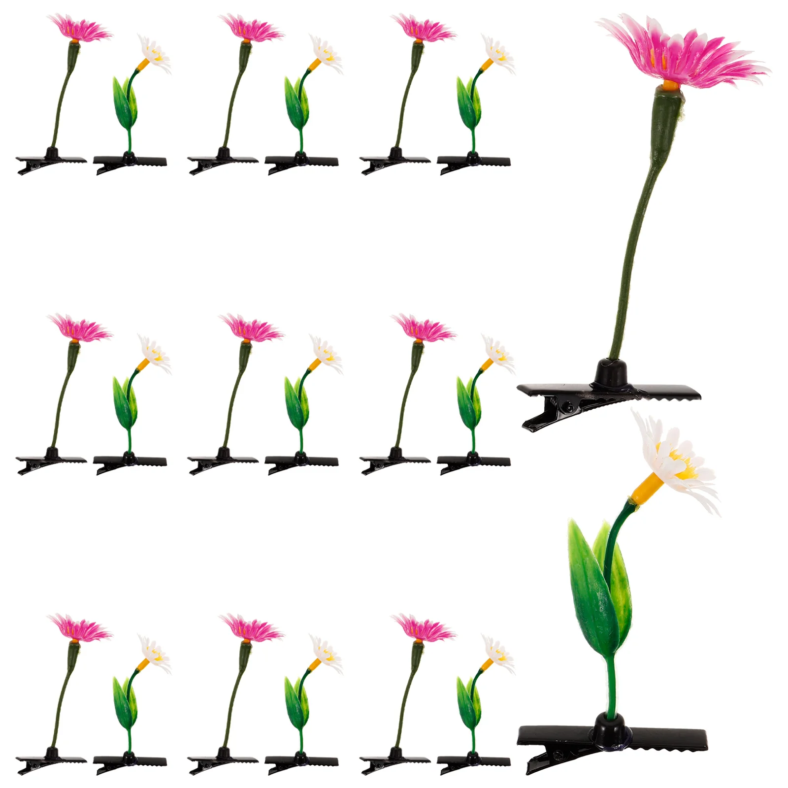 

20 Pcs Simulation Plant Hair Clip Cute Flower Clips for Hair Small Plastic Spring Grass Rose Yellow Purple