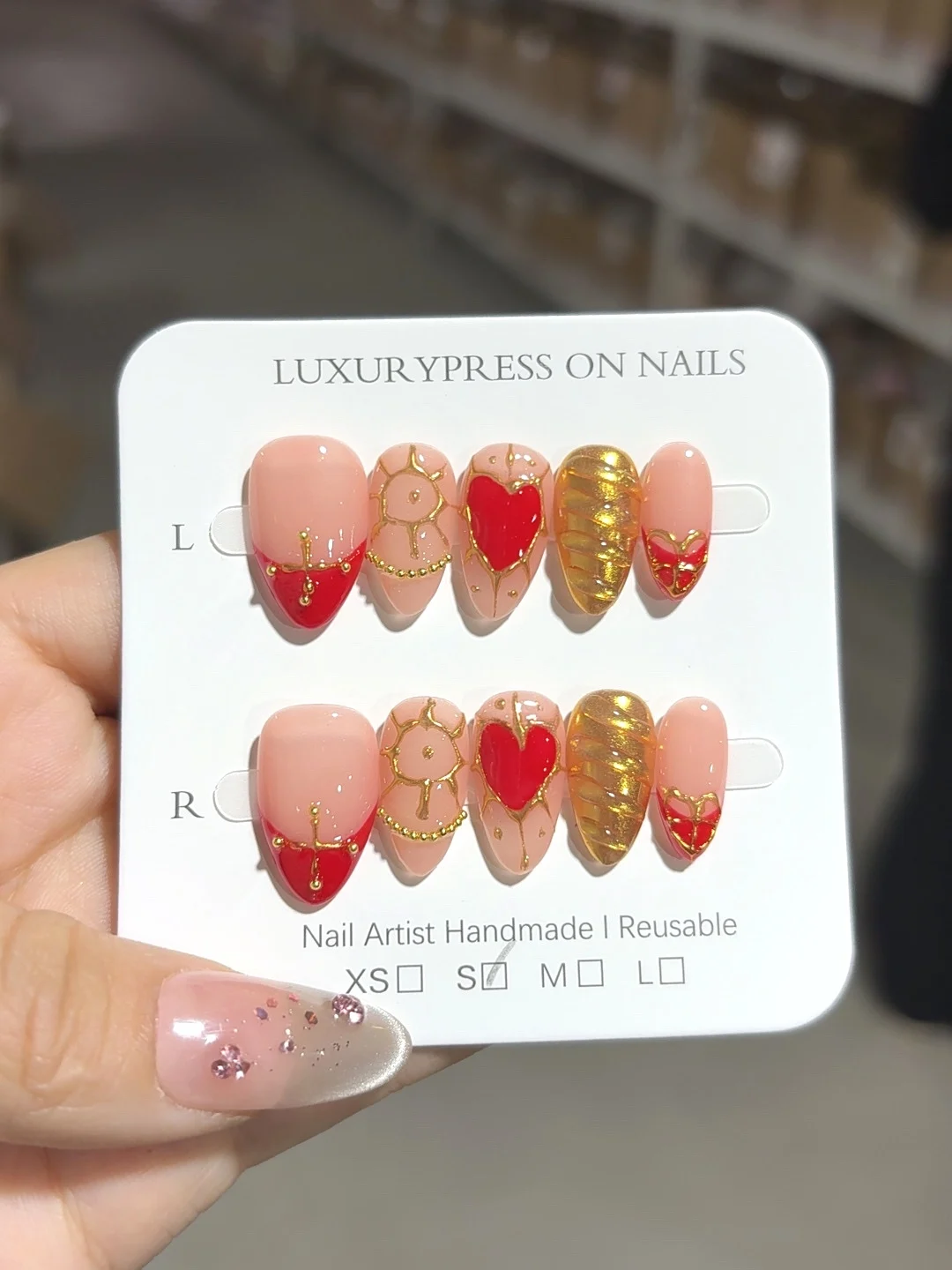 Linha irregular coração curto amêndoa estilo casamento moda nail art (C379)