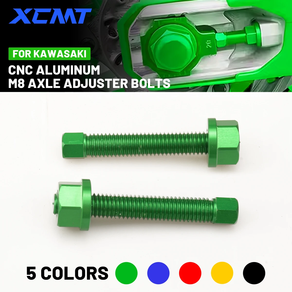 Motorcycle Rear Axle Blocks Chain Adjuster Bolt For KAWASAKI KX 85 100 125 250 250(2st) 250F X 450 450F X KLX 230 250 450R KL250
