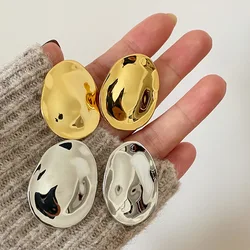 Kshmir Metal Smooth Irregular Oval Earrings for Women Europe and America Personality Fashion Jewelry Accessories Gifts