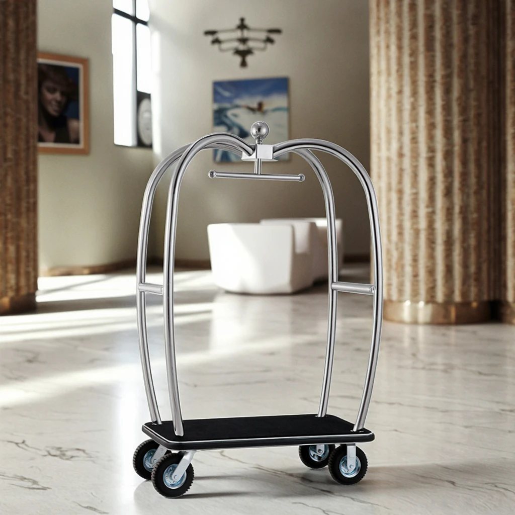 Top Sale 304 Stainless Steel Luggage Cart - Wholesale Price Factory Direct Hotel Trolley with Custom Options