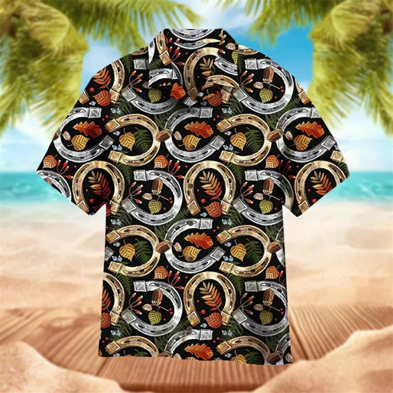 

Men's Neon Horse Hawaiian Shirt Retro 80s Print Horses Pattern Casual Short Sleeve Button Down Blouse Summer Shirt For Street