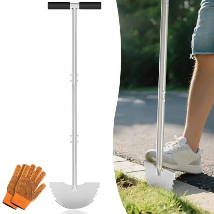 

Serrated Edger Lawn Tool - Half Moon Shovel with Softer T-Handle, Lawn Edger for Yard, Garden, Landscaping, Sidewalk, Cable Bur