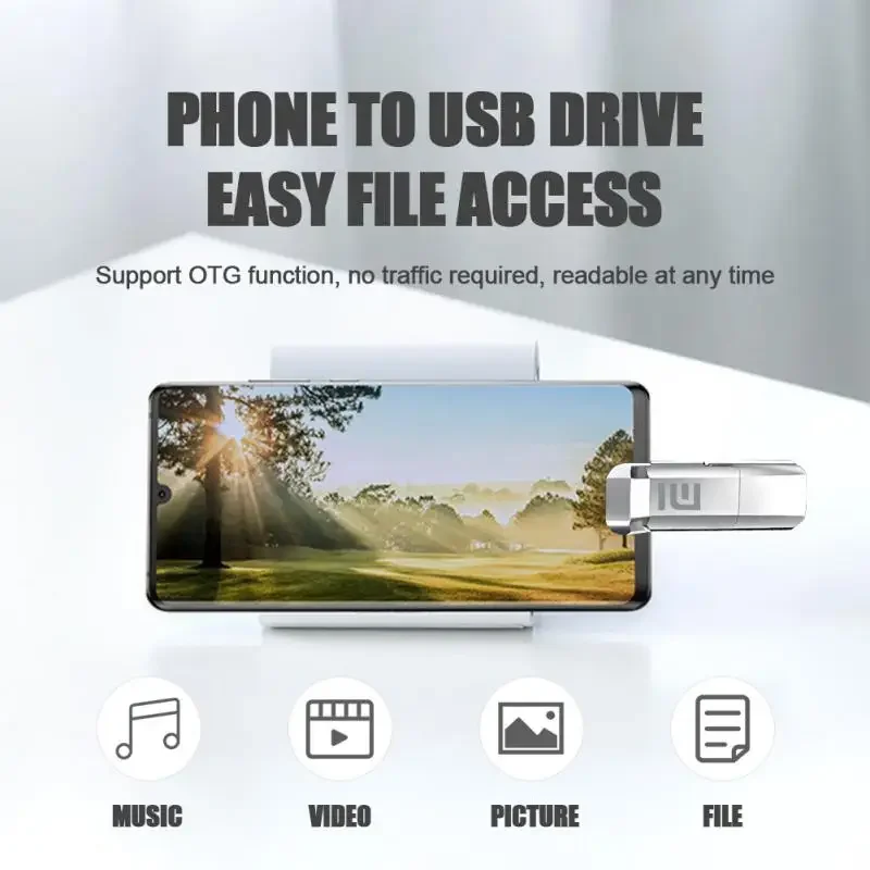 New Xiaomi 2TB Metal U Disk 2 IN 1 OTG 1024GB 64GB Flash Drive USB 3.1 512gb 256gb Pen Drives Memory Stick Type C Adapter Gifts