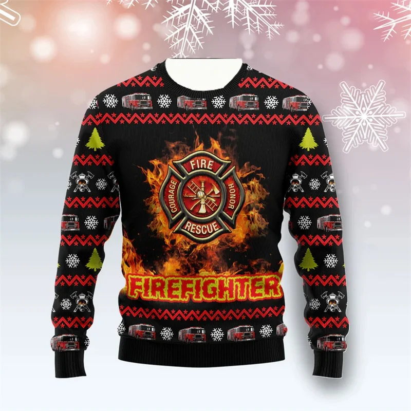 New 3D Printed Christmas Elements Christmas Tree Santa Claus Pattern Art Print Ugly Sweater Street Casual Winter Sweater S-16