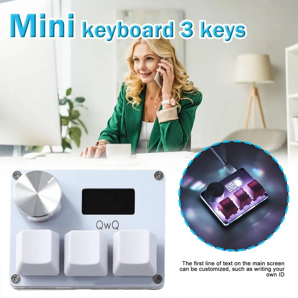 

3-Key Mini Customized Mechanical Keyboard Switch USB+BT Dual-Mode Connection for Game Multimedia,White