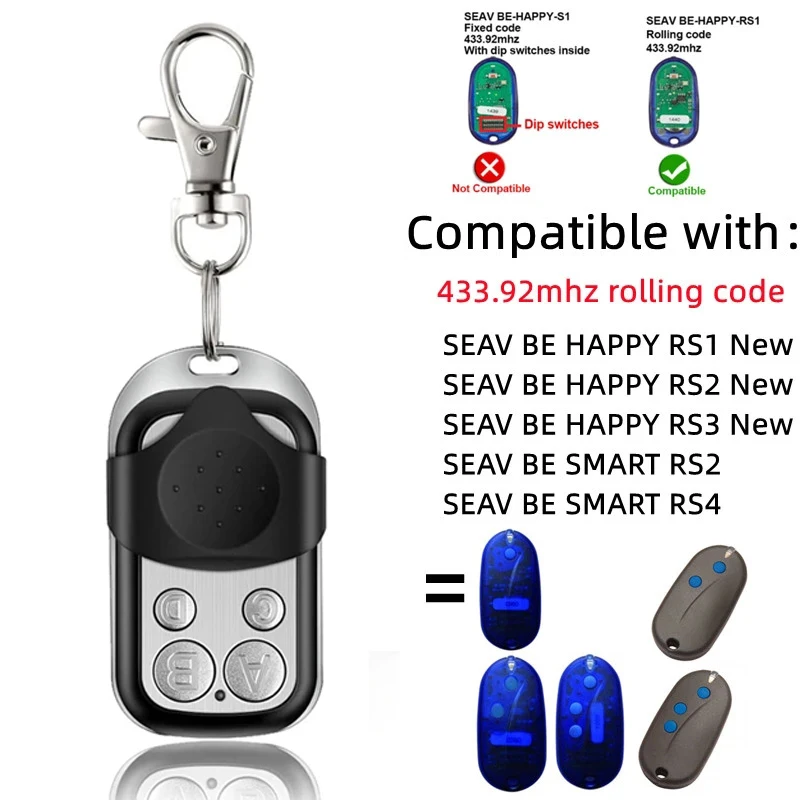 433.92 Mhz Garage Gate Door Opener 4 Channel Duplicator Copy Remote Controller 433MHZ Remote Control Clone Cloning Code Learning