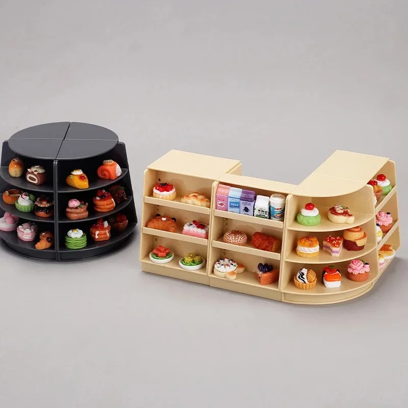 Estantes de supermercado para casa de muñecas a escala 1:12, simulación en miniatura, comodidad, cocina, cajero de comida, estante de exhibición, modelo de casa de juegos, juguete