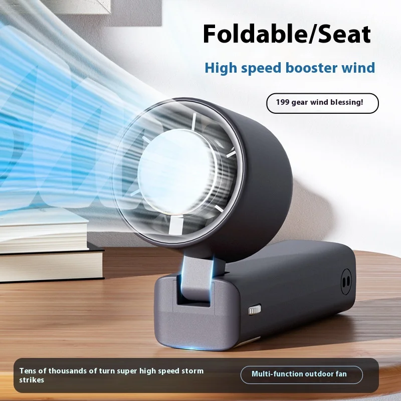 Ventilatore portatile a 199 velocità con raffreddamento a semiconduttore Design pieghevole Display HD Ventilatore esterno portatile per l'estate