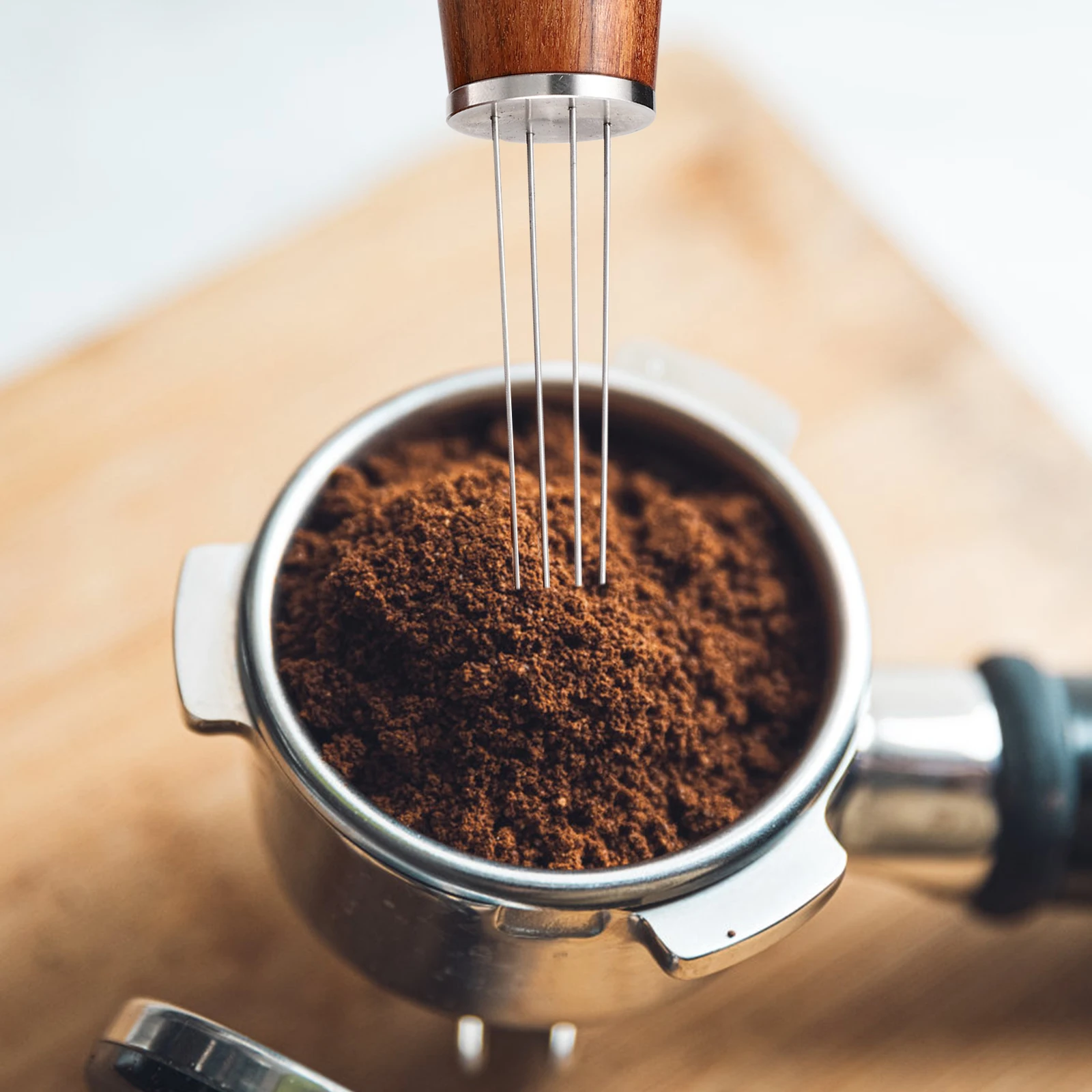 

1 set Wooden Handle Espresso Stirrer Reusable Coffee Distribution Needle Tool for Uniform Powder Stirring Perfect for Kitchen