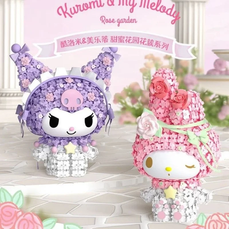 

Конструктор «Цветочный кластер» Sanrio: большие детали, My Melody, Kuromi. Сборные игрушки для девочек, подарок на день рождения.