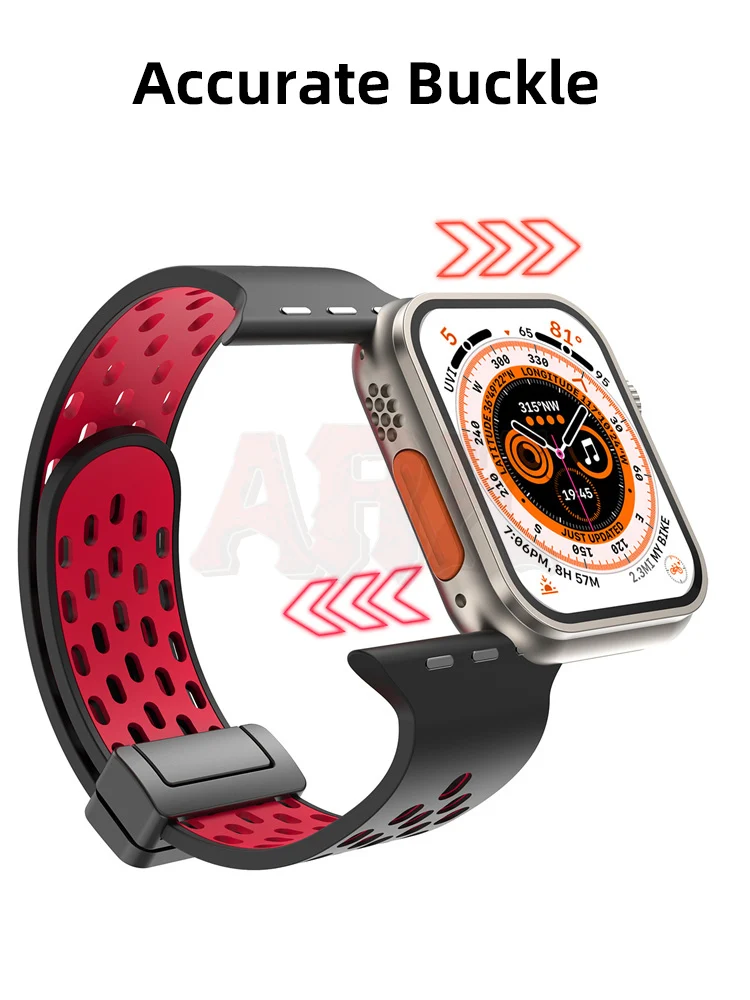 Correa para Apple watch ultra band, pulsera magnética de silicona de 49mm, 44mm, 45mm, 41mm, 40mm, 42mm, 38mm, 45mm, iWatch Series 8 se 7 6 5 3